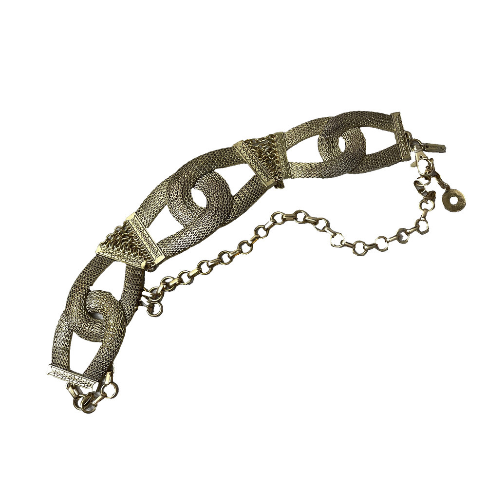 Chicos Gold Mesh Chain Link Belt Womens Interlocking 42" Length